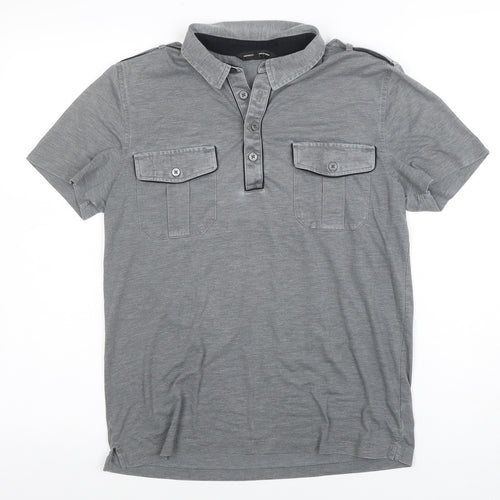 Express Design Studio Men's Grey Short Sleeve Polo Shirt Size S