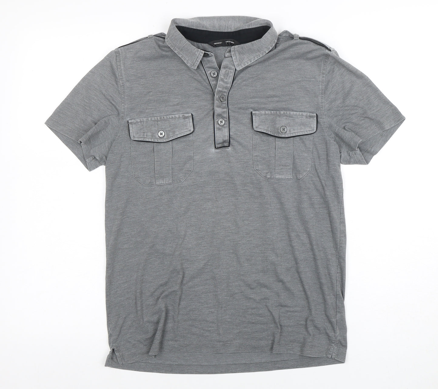 Express Design Studio Men's Grey Short Sleeve Polo Shirt Size S