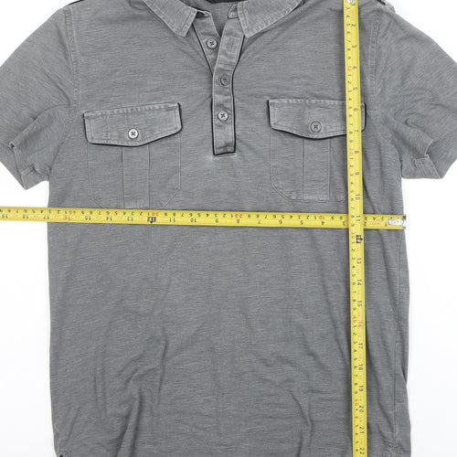 Express Design Studio Men's Grey Short Sleeve Polo Shirt Size S