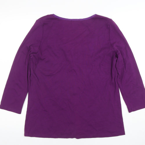Planet Women Purple Cotton Silk Tunic Button-Up Top L