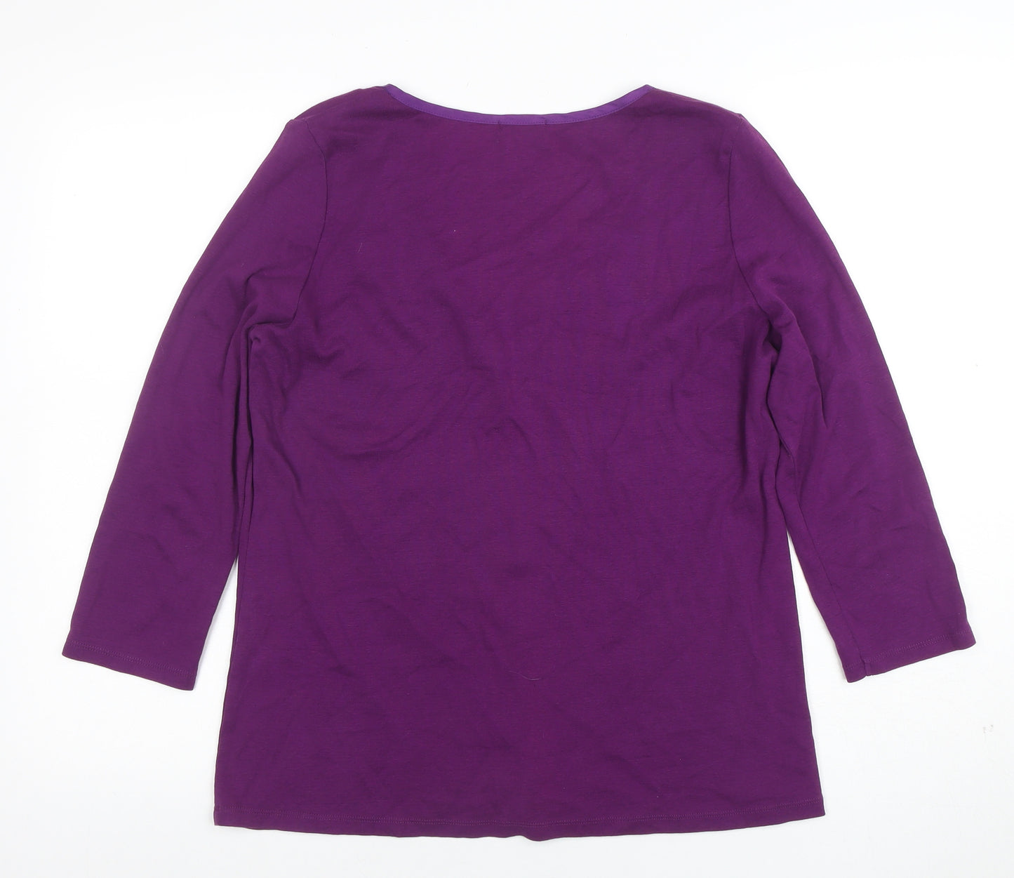 Planet Women Purple Cotton Silk Tunic Button-Up Top L