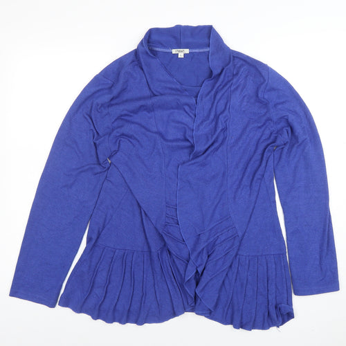 Next Women Blue Pleated Collar Long Sleeve Cardigan L