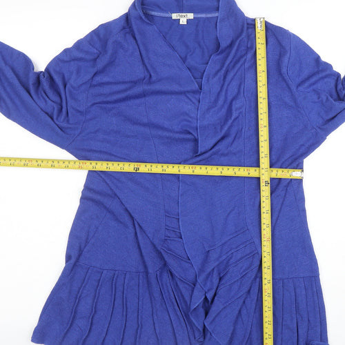 Next Women Blue Pleated Collar Long Sleeve Cardigan L