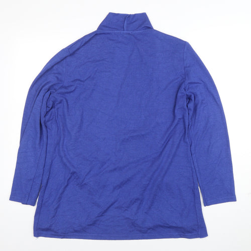Next Women Blue Pleated Collar Long Sleeve Cardigan L