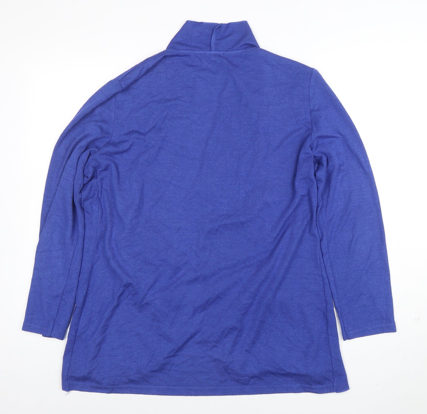 Next Women Blue Pleated Collar Long Sleeve Cardigan L