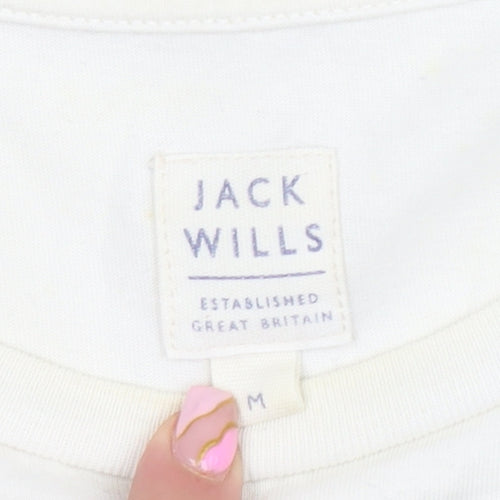Jack Wills Men White Graphic Print St Moritz Short Sleeve Cotton T-Shirt M