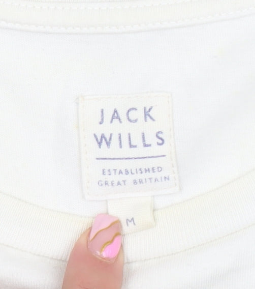 Jack Wills Men White Graphic Print St Moritz Short Sleeve Cotton T-Shirt M