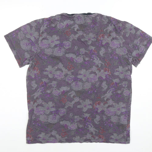 Ted Baker Men's Grey Floral Cotton Crew Neck T-Shirt Size L