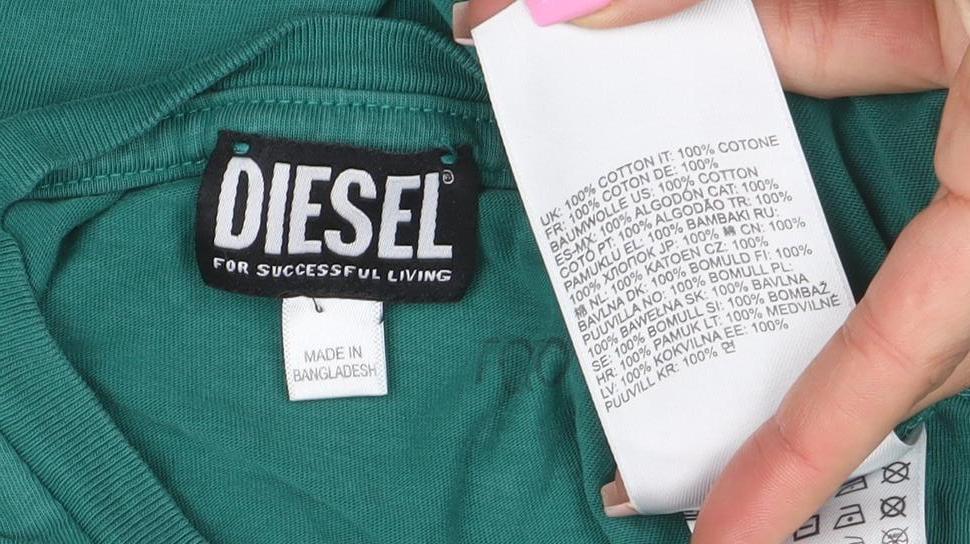 Diesel Men’s Green XL Crew Neck Graphic Cotton Short Sleeve T-Shirt