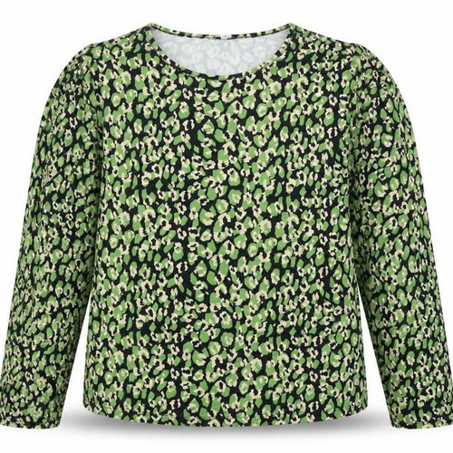 Warehouse Women's Green Animal Print Long Sleeve Tunic Blouse Size L