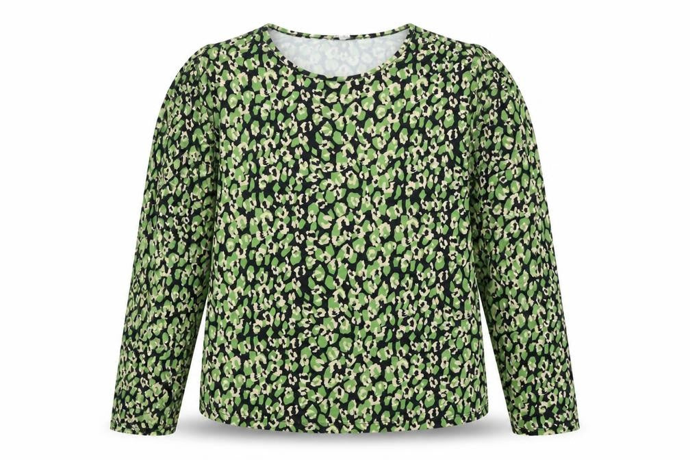 Warehouse Women's Green Animal Print Long Sleeve Tunic Blouse Size L