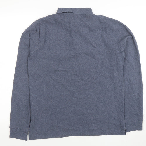 Next Men's Blue Long Sleeve Cotton Polo Shirt Medium