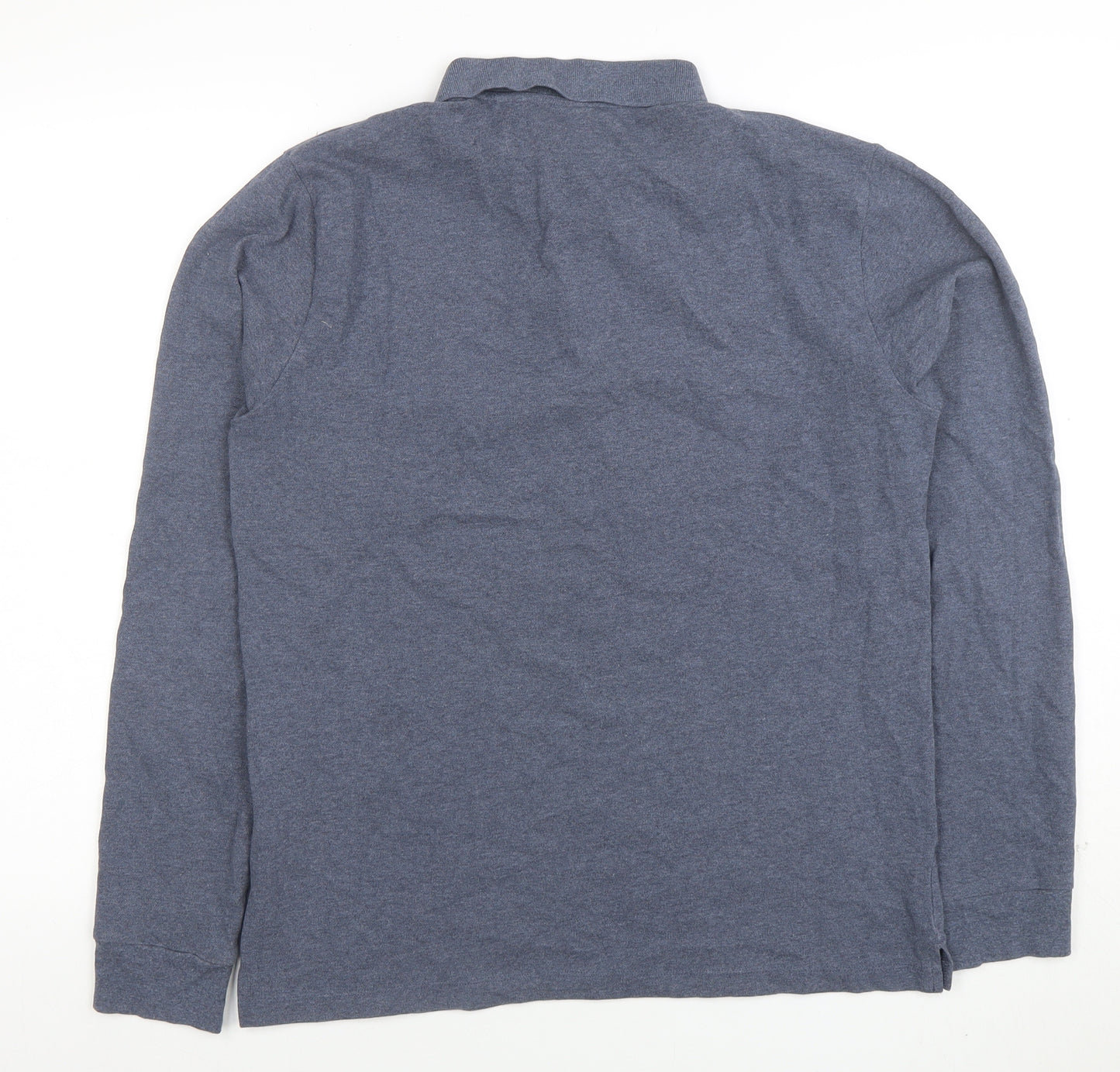 Next Men's Blue Long Sleeve Cotton Polo Shirt Medium
