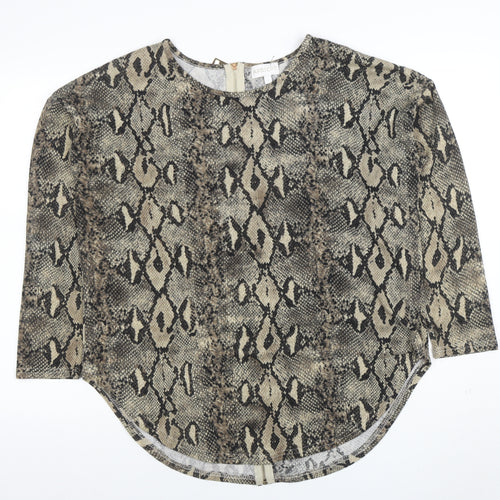 Apricot Womens Brown Snake Print Blouse L 3/4 Sleeve Jersey Top
