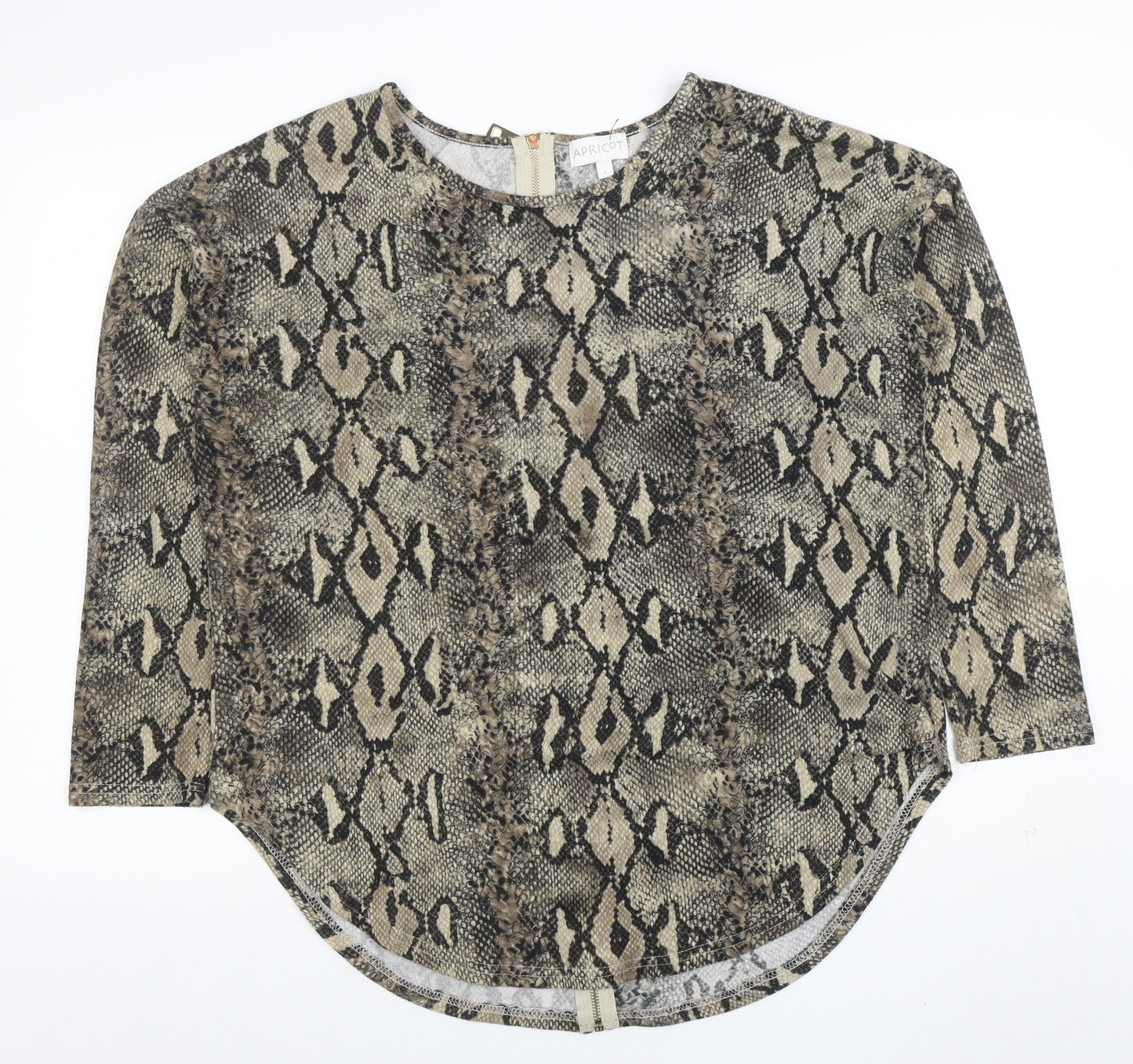 Apricot Womens Brown Snake Print Blouse L 3/4 Sleeve Jersey Top