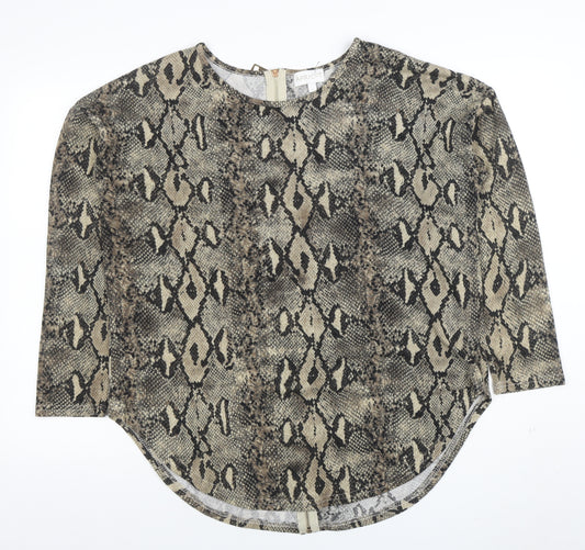 Apricot Womens Brown Snake Print Blouse L 3/4 Sleeve Jersey Top