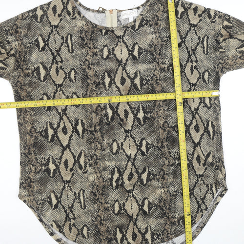 Apricot Womens Brown Snake Print Blouse L 3/4 Sleeve Jersey Top