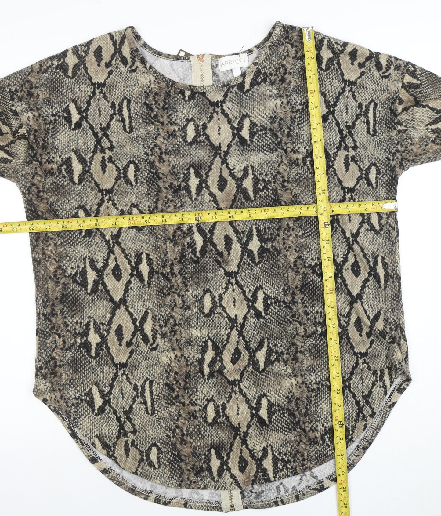 Apricot Womens Brown Snake Print Blouse L 3/4 Sleeve Jersey Top