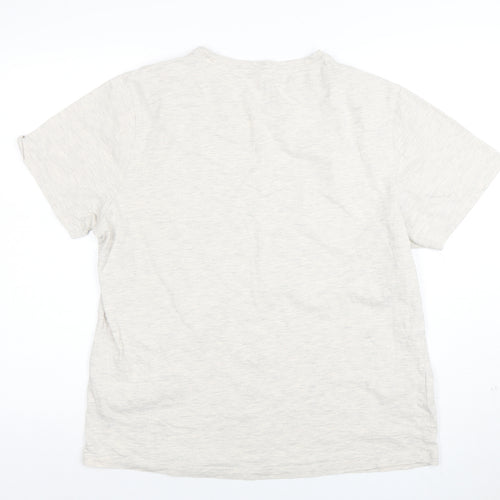 Animal Women Beige Short Sleeve Cotton Blend T-Shirt Size L