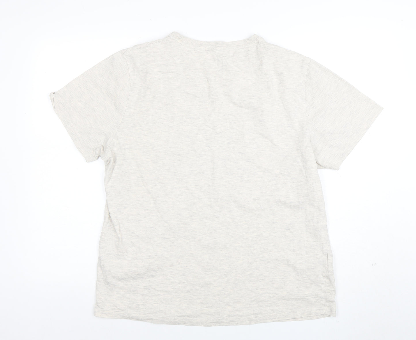 Animal Women Beige Short Sleeve Cotton Blend T-Shirt Size L
