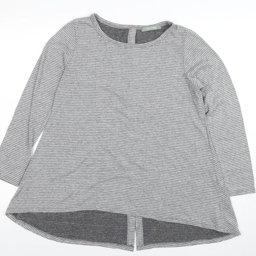 Coin 1804 Womens Grey Striped Long Sleeve Jersey T-Shirt Size M