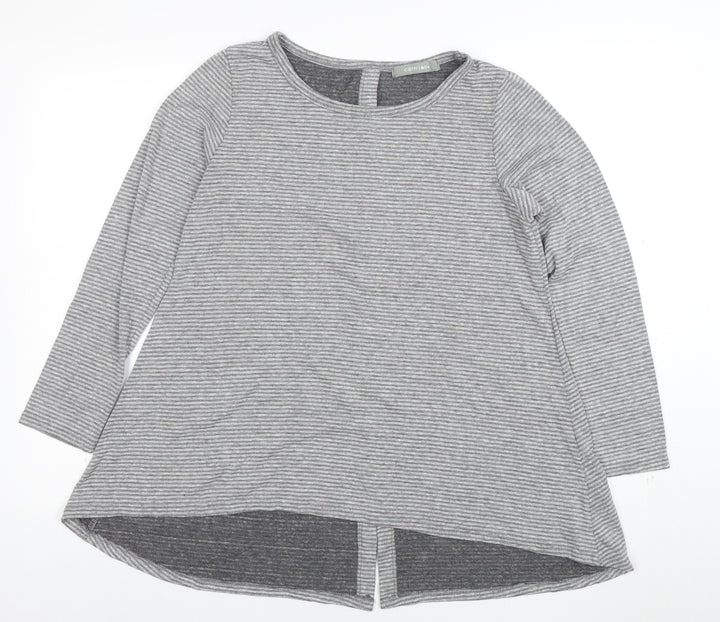 Coin 1804 Womens Grey Striped Long Sleeve Jersey T-Shirt Size M
