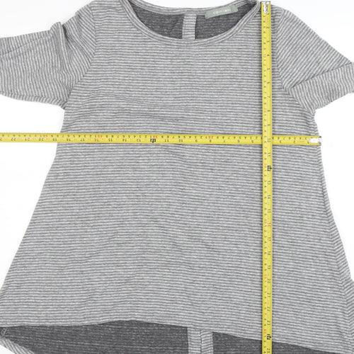 Coin 1804 Womens Grey Striped Long Sleeve Jersey T-Shirt Size M
