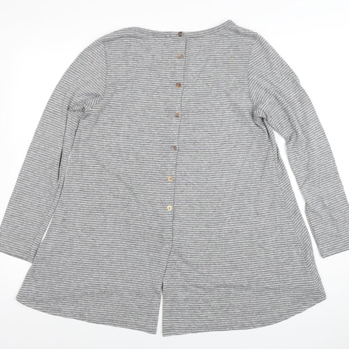 Coin 1804 Womens Grey Striped Long Sleeve Jersey T-Shirt Size M