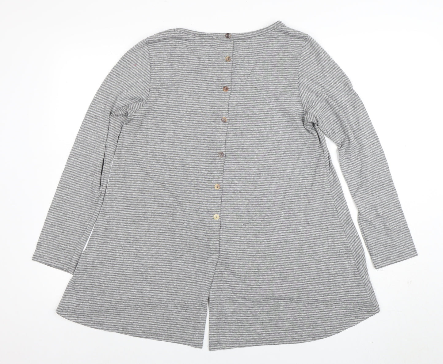 Coin 1804 Womens Grey Striped Long Sleeve Jersey T-Shirt Size M
