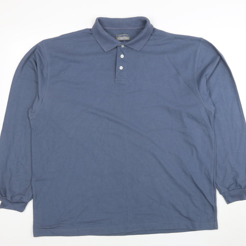 Hawkshead Men’s Blue Long Sleeve Cotton Polo Shirt Size L