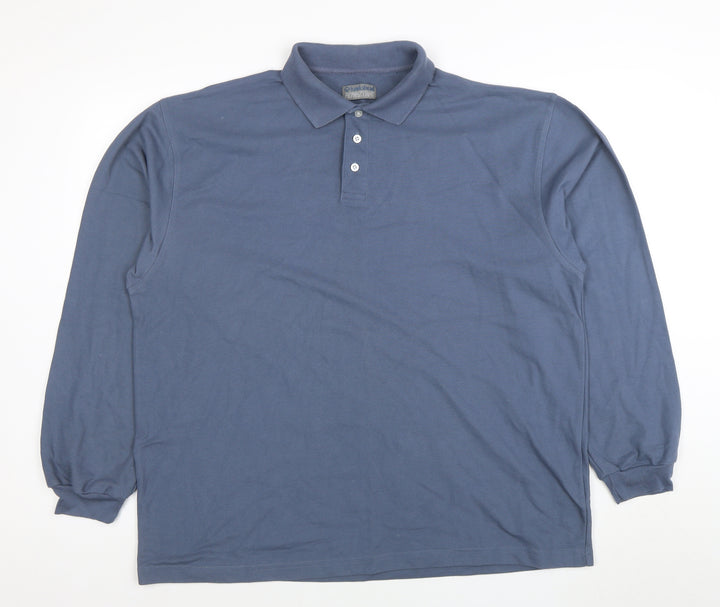 Hawkshead Men’s Blue Long Sleeve Cotton Polo Shirt Size L