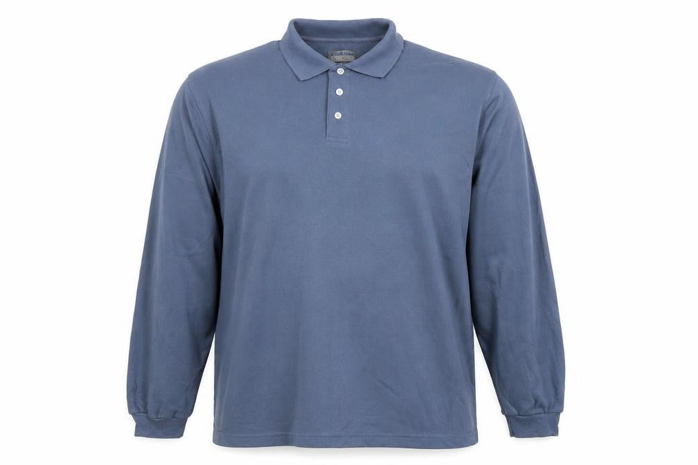 Hawkshead Men’s Blue Long Sleeve Cotton Polo Shirt Size L
