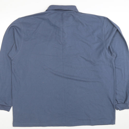 Hawkshead Men’s Blue Long Sleeve Cotton Polo Shirt Size L
