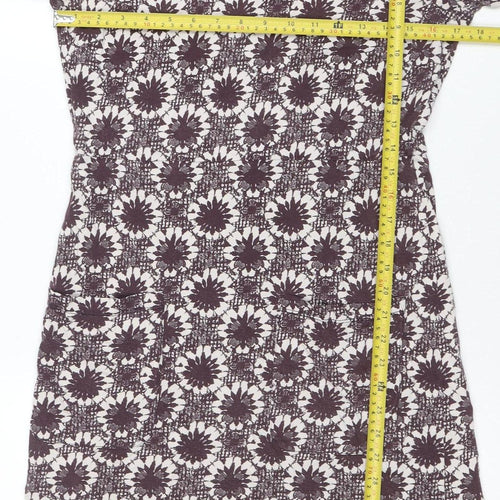 White Stuff Women's Brown Floral Cotton Shift Dress Size 12