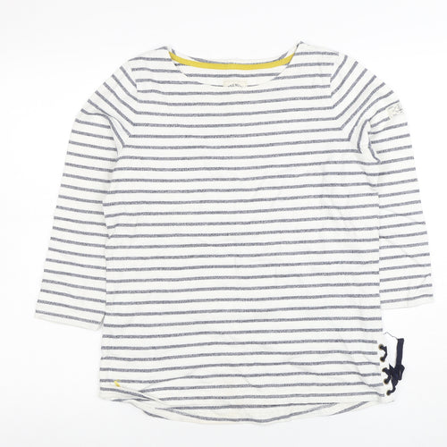 Joules Women's Blue Striped 3/4 Sleeve Boat Neck Cotton Top Size 12