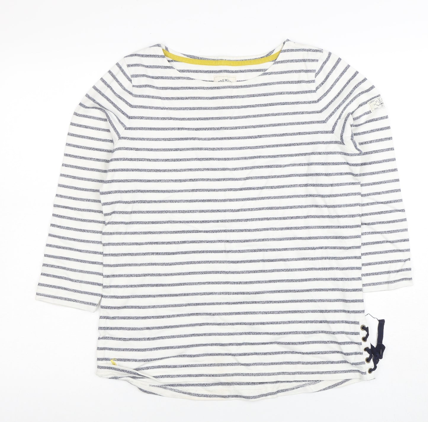 Joules Women's Blue Striped 3/4 Sleeve Boat Neck Cotton Top Size 12