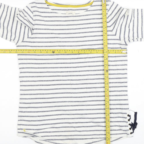 Joules Women's Blue Striped 3/4 Sleeve Boat Neck Cotton Top Size 12