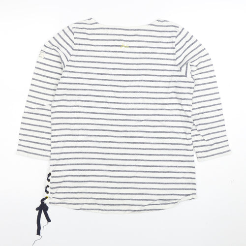 Joules Women's Blue Striped 3/4 Sleeve Boat Neck Cotton Top Size 12