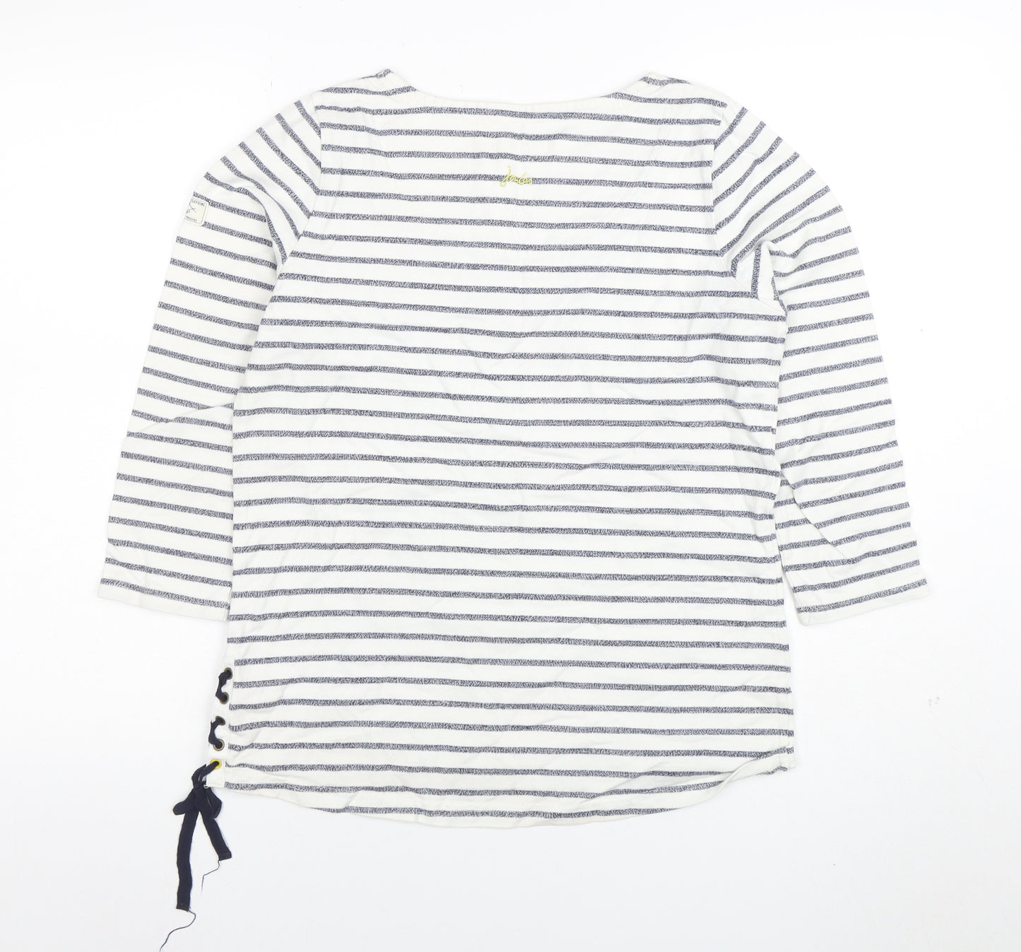 Joules Women's Blue Striped 3/4 Sleeve Boat Neck Cotton Top Size 12