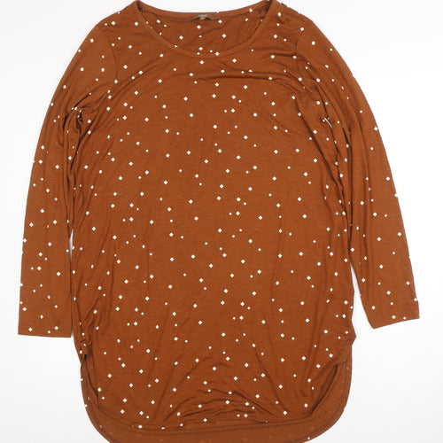 Next Womens Brown Polka Dot Long Sleeve Shift Dress Size 18