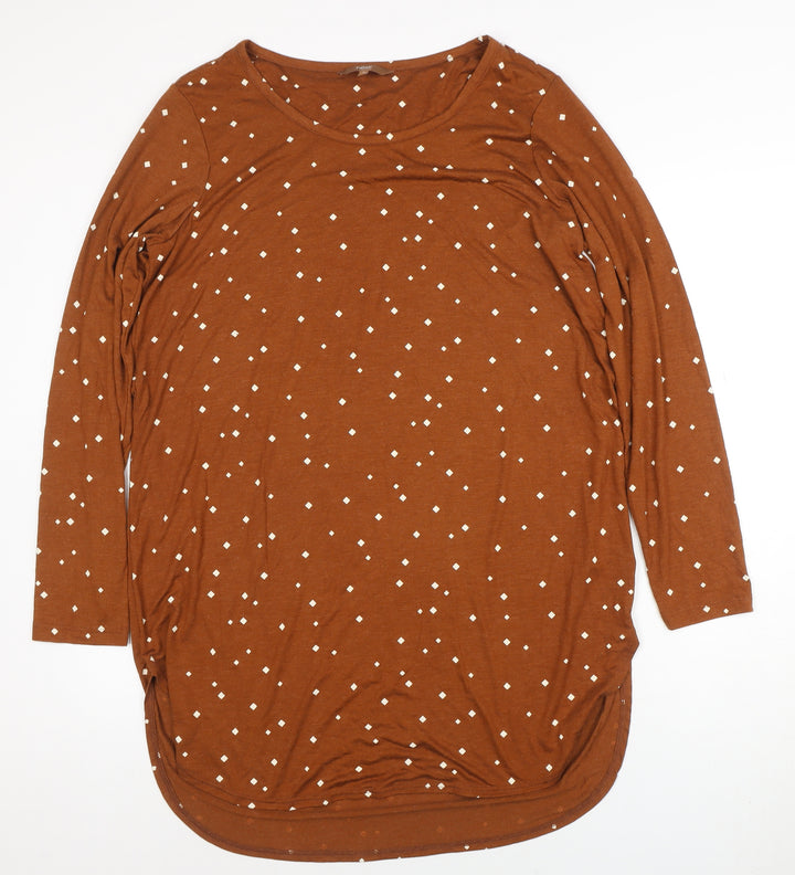 Next Womens Brown Polka Dot Long Sleeve Shift Dress Size 18