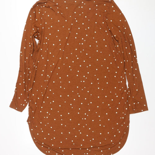 Next Womens Brown Polka Dot Long Sleeve Shift Dress Size 18