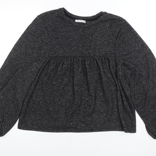 ZARA TRF Women’s Grey Knit Pullover Jumper Size 8 Balloon Sleeve