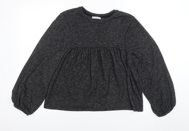 ZARA TRF Women’s Grey Knit Pullover Jumper Size 8 Balloon Sleeve