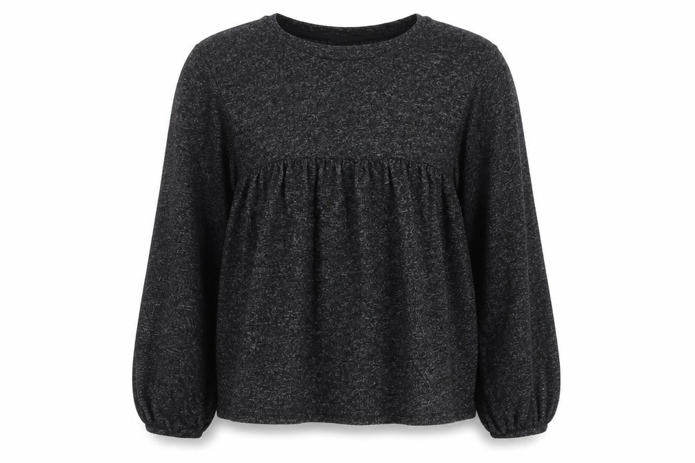 Front view of Zara TRF Women’s Grey Knit jumper, size UK 8, Balloon Sleeve