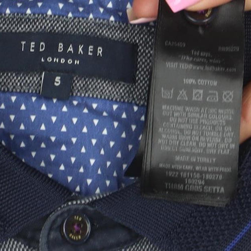 Ted Baker London Men's Grey Long Sleeve Cotton Polo Shirt Size S