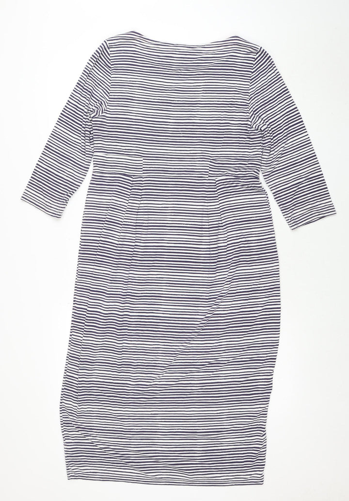Joules Women’s Blue Striped 3/4 Sleeve Cotton Shift Dress Size 14