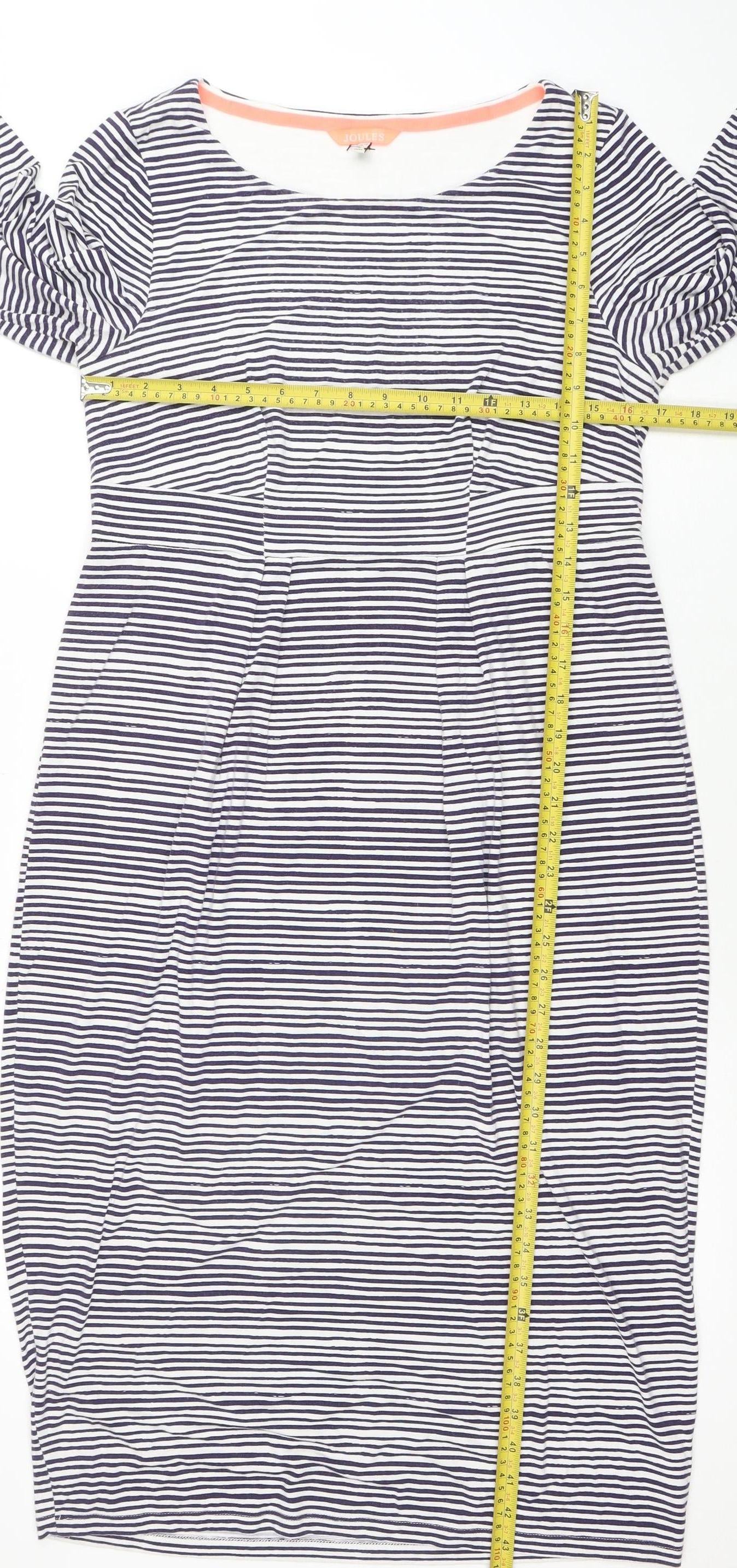 Joules Women’s Blue Striped 3/4 Sleeve Cotton Shift Dress Size 14