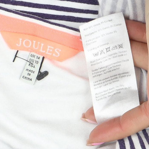 Joules Women’s Blue Striped 3/4 Sleeve Cotton Shift Dress Size 14
