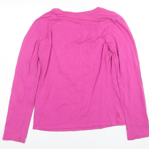 DKNY Jeans Womens Pink Long Sleeve Scoop Neck Stretch T-Shirt M